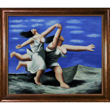 La Pastiche Two Women Running on Beach (Race) with Verona Cafe Frame, 24" x 28"