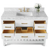 Elizabeth 48" Bath Vanity Set, White With Gold Hardware