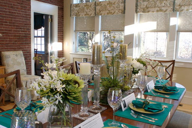Example of an eclectic dining room design in Manchester