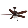 Kaya Rust 52-Inch Fluorescent Outdoor Ceiling Fan with Cherry Bronze Blades and