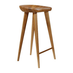 Vandue Corporation - Tractor Carved-Wood Bar Stool, Walnut - Bar Stools and Counter Stools