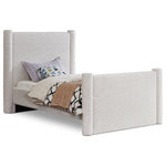 Meridian Furniture - Elias Upholstered Bed, Cream, Twin, Boucle Fabric - Revamp your bedroom decor by adding the gorgeous and stylish Elias Boucle Twin Bed. Featuring a sleek and minimalistic design, this bed is constructed with a solid wood inner frame for long-lasting durability. The soft cream boucle upholstery adds a touch of elegance to your bedroom, making it a perfect addition to any modern or contemporary living space.