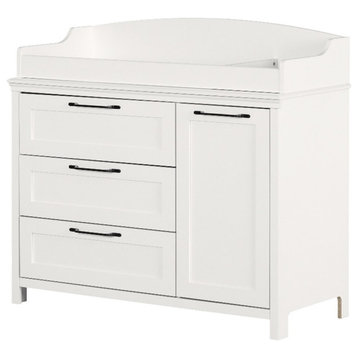 Pemberly Row Modern Changing Table with Station Wide Pure White