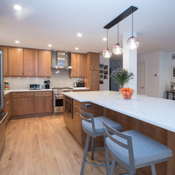 Modern Wood Kitchen Remodel | Open-Concept Layout & Large Quartz Island