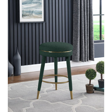 Coral Boucle Fabric Stool, Green, Counter Stool