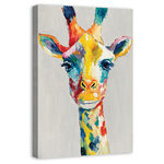 DDCG - "psychedlic Giraffe" Canvas Wall Art, 24"x36" - This 24x36 premium gallery wrapped canvas features painterly brush strokes and whimsical colors. The wall art is printed on professional grade tightly woven canvas with a durable construction, finished backing, and is built ready to hang. The result is a remarkable piece of wall art that will add elegance and style to any room.