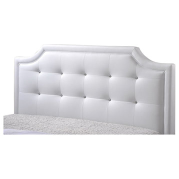Carlotta White Modern Bed With Upholstered Headboard, King Size