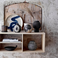 Debossed Stoneware Vase, Black/White