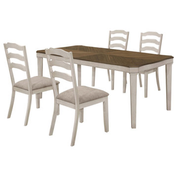 Ronnie 5-piece Starburst Dining Table Set Khaki and Rustic Cream