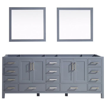 Jacques 84" Dark Grey Double Vanity, no Top and 34" Mirrors