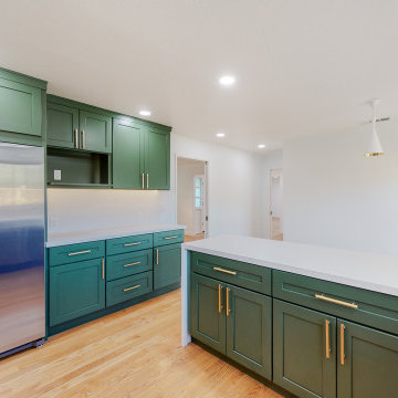 Open Concept Green Kitchen Remodel