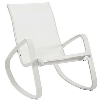 Traveler Rocking Outdoor Patio Mesh Sling Lounge Chair, White White
