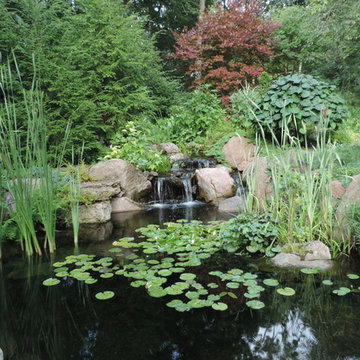 Natural looking pond and stream water feature