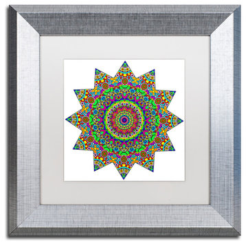 Ahrens 'Sparkling Sunny Day Mandala' Art, Silver Frame, White Matte, 11"x11"