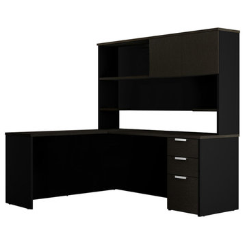 Pro-Concept Plus L-Desk With Hutch, Deep Gray/Black