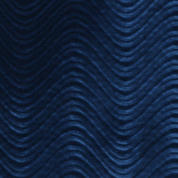 Blue Soft Velvet Wavy Swirl Upholstery Velvet By The Yard