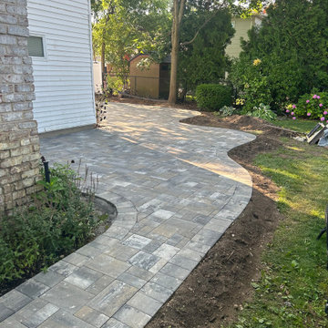Merrick | Traditional New Nicolock Paver Patio, Fiberon Decking, and Landscaping