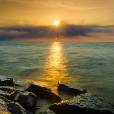  - "Sun Ray on the Water" Landscape Photography, Beach Wall Art Print, 11"x14" - Photographs