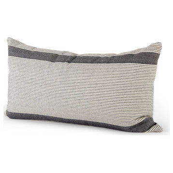 Nancy 14x26 Beige With Black Stripe Detail Decorative Pillow Cover