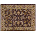 Bareens Designer Rugs - Boho Chic Ziegler Stein Brown Ivory Hand-Knotted Wool Rug - 2'0'' x 3'0'' - Enhance the ambiance of your home with this magnificent Persian-influenced Turkish hand-knotted rug made by skilled artisans capable of creating the most exceptional vegetable dyes and hand-spun wool. This exquisite handmade rug is a one-of-a-kind Peshawar Kafkaz, otherwise identified as Chobi, Chobi Peshawar, Oushak, or Ziegler rug. These handmade rugs are crafted in Pakistan utilizing superior-quality wool imported from Australia, New Zealand, and Korea in two types of weaves: the Persian weave and the Mori weave. This rug is meticulously crafted by hand using the finest natural vegetable dyes extracted from local plants. The artisans use a blend of hand-spun local and fine merino wool, resulting in a rug with a compelling texture, higher lanolin content, and longer staple. The artisans occasionally incorporate natural or artificial silk into the pile to enhance specific motifs. The finished product is an awe-inspiring execution of flawless design and an understated palette that exudes elegance.