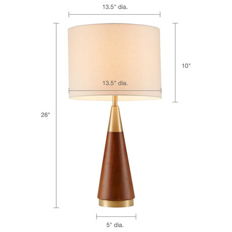 Modern Pecan and Gold Table Lamp, Belen Kox