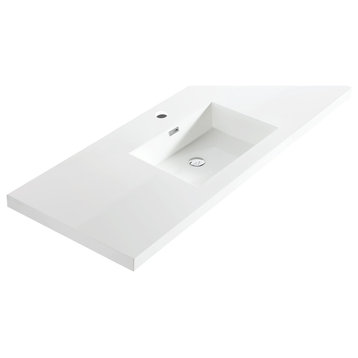 Dowell 22" FTB Resin Bathroom Vanity Basin, White, 61wx22dx6h 1-Sink