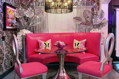 Example of a trendy concrete floor dining room design in Los Angeles