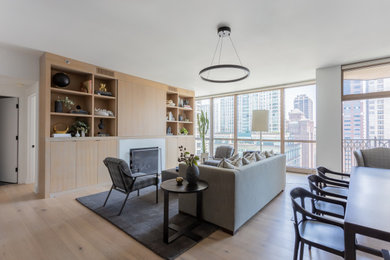 Example of a trendy living room design in Chicago