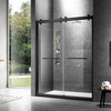 MoSweet Essence 62" - 66" x 76" Stainless Steel Frame Shower Door, Matte Black, 62"-66"