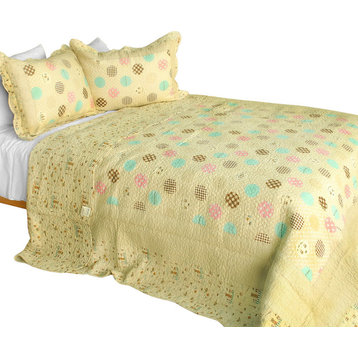 Corda 3PC Cotton Contained Vermicelli-Quilted Patchwork Quilt Set Full/Queen