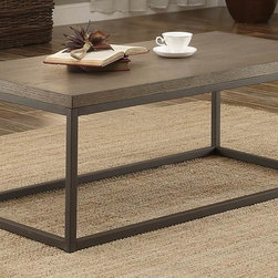 DARIA RUSTIC GREY COCKTAIL COFFEE TABLE WEATHERED WOOD TOP METAL FRAME - Coffee Tables