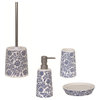 Toilet Brush And Holder MSV-France Kebana Blue And White Ceramic