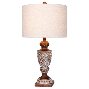 Urn Resin Table Lamp, In Antique Brown, 26.5"