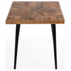 Rustic Square Side Table, Angled Black Legs & Mango Wood Top With Star Inlay