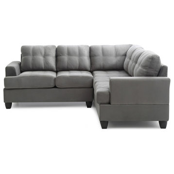 Sandridge 80" W 2 Piece Microfiber L Shape Sectional Sofa, Gray