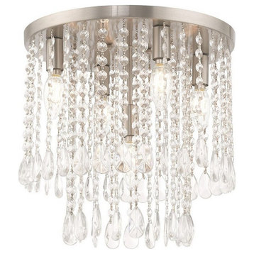 5 Light Flush Mount in Glam Style - 13.75 Inches wide by 13.75 Inches high