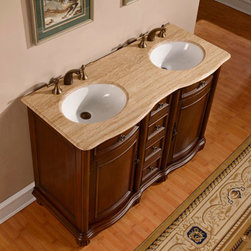 Accord Antique 52 inch Double Bathroom Vanity Roman Vein-Cut Top - Bathroom Vanities And Sink Consoles