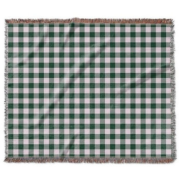 "Gingham Plaid in Green" Woven Blanket 60"x50"