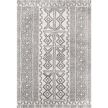 nuLOOM Moroccan Tribal Area Rug, Ivory, 7'6"x9'6"