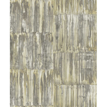 2540-24065 Patina Panels Yellow Metal Wallpaper Non Woven Modern Style