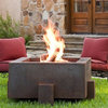 Square Weathering Steel Fire Pit, Square Fire Pit for Logs/Propane Gas