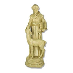 Animals FS7187 20" Saint Francis With Deer Statue - Garden Statues And Yard Art