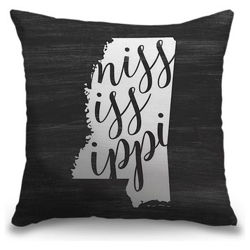 "Home State Typography - Mississippi" Outdoor Pillow 20"x20"