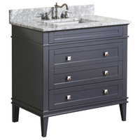 Eleanor Bathroom Vanity With Carrara Top, Charcoal Gray, 36"