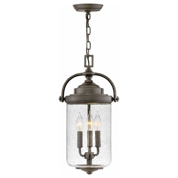 3 Light Outdoor Large Hanging Lantern in Traditional Style - 10 Inches Wide by