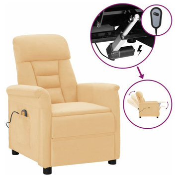 vidaXL Massage Chair Massage Recliner for Elderly Cream Faux Suede Leather