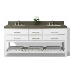 Ancerre Designs - Elizabeth Bath Vanity Set, Kaffee Quartz Top, Undermount Basin, White - Bathroom Vanities And Sink Consoles