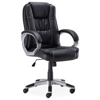 Ergonomic Office Faux Leather Chair, Hydraulic Seat, Black