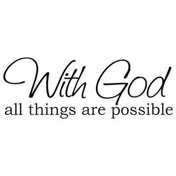 Decal Vinyl Wall Sticker With God All Things Are Possible, Black