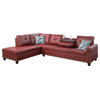 Star Home Living Corp Yolanda Faux Leather Sectional Sofa in Wine Red